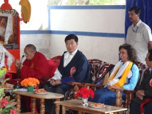 From left: Gaden Tripa, Kalon Tripa and Ms Dedde Carrani at the inaugural function