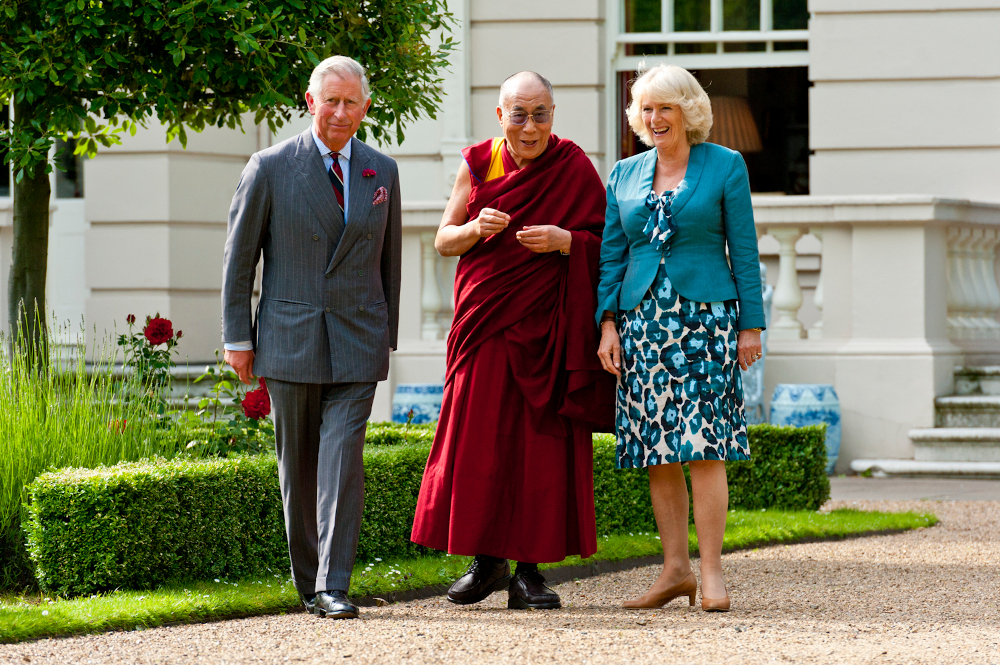 His Holiness the Dalai Lama with Britain's Prince Charles and Camilla, Duchess of Cornwall at Clarence House in London, England, on 20 June 2012/Photo/Ian Cumming