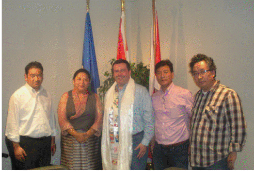 Canadian Minister Jason Kenney with CTA Kalon Gyari Dolma accompanied by Tashi Phuntsok & Jigme Tenzin from Tibetan Association of Alberta and Nima Dorjee from Project Tibet Society
