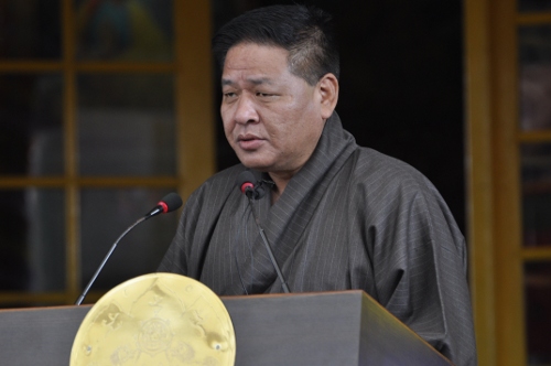 Mr. Penpa Tsering, Speaker of the Tibetan Parliament-in-Exile delivering the statement of the Tibetan Parliament on 10 December 2014.