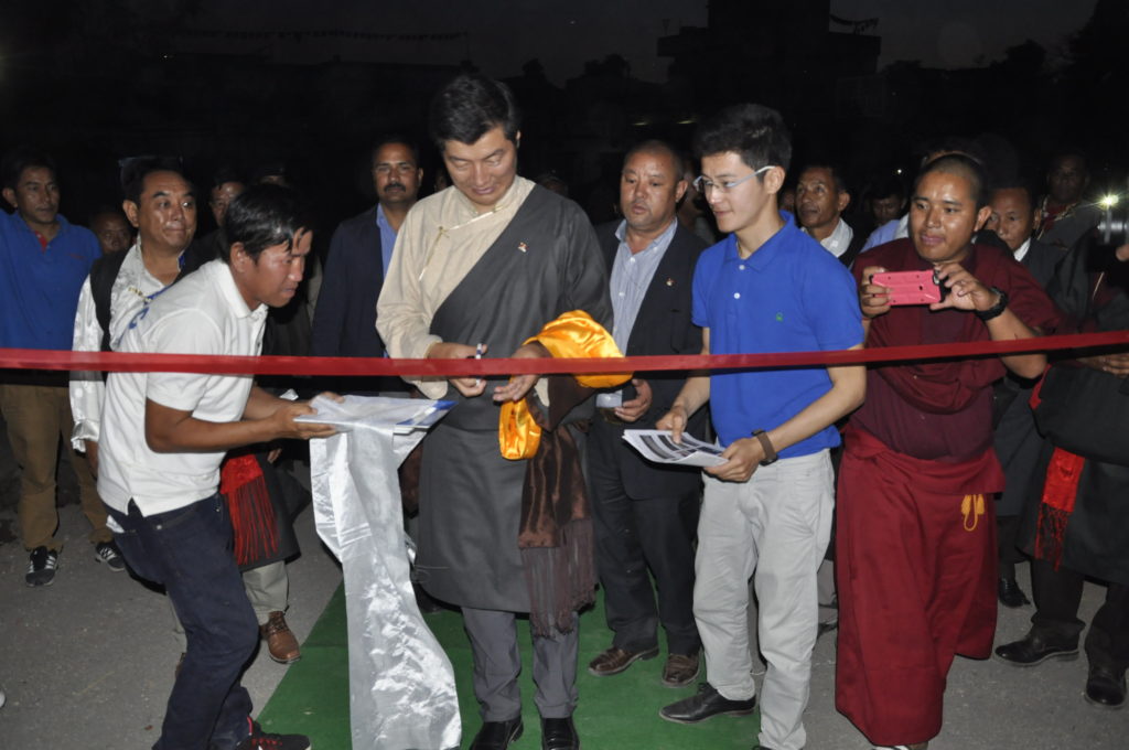 SIkyong inaugurating the new football ground of Puruwala Tibetan settlement, 2 April 2017.