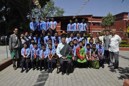 Sikyong with senior students of CST school Herbertpur, 3 April 2017.