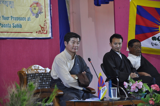 Sikyong addressing students at Sambhota Tibetan school, Paonta.