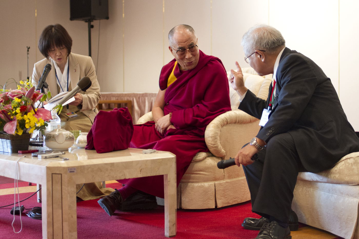 His Holiness the Dalai Lama during a meet the press event in Okinawa, Japan, on 12 November 2012