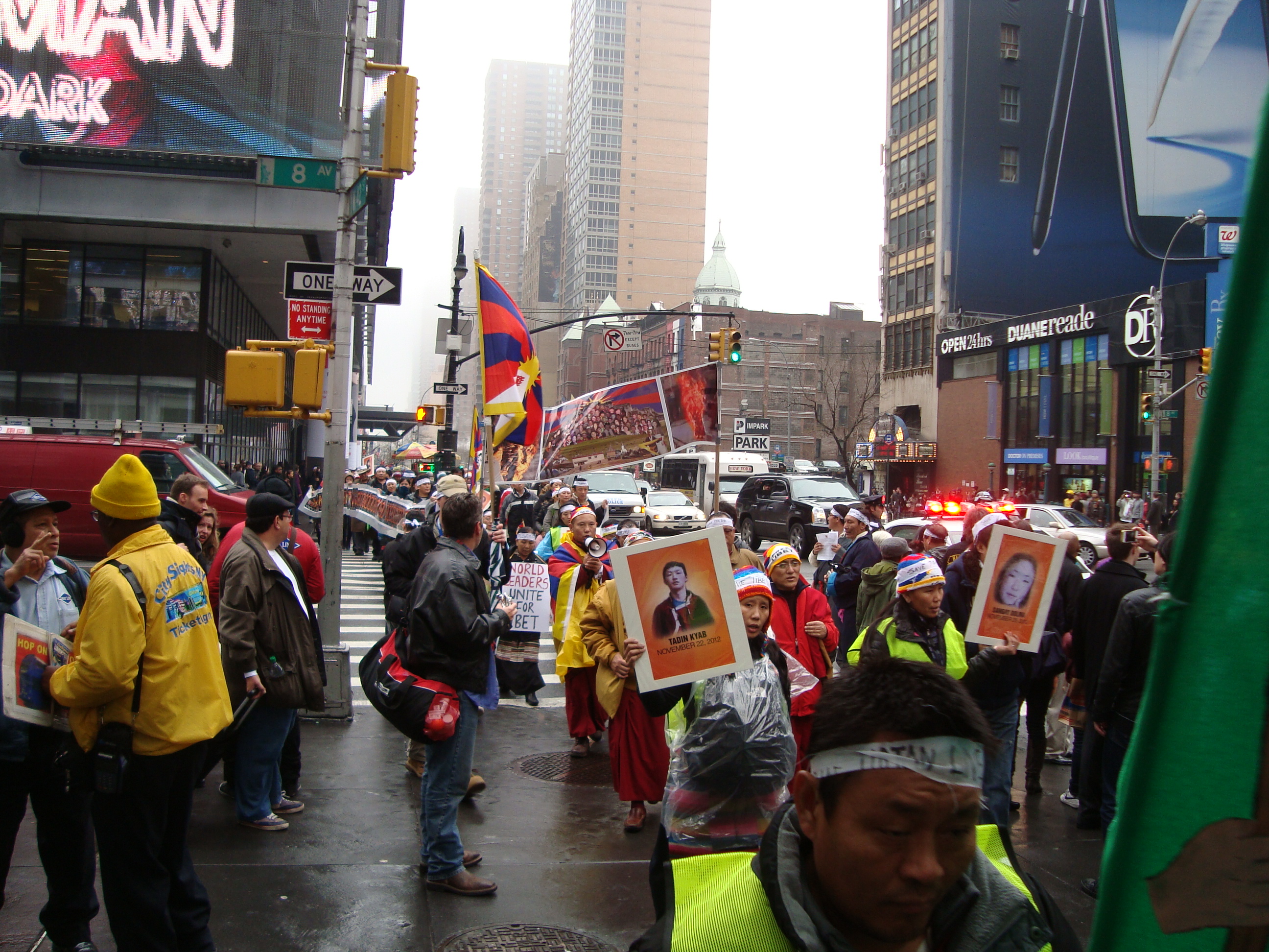Tibetans and supporters hold rally calling for the UN intervention to resolve the issue of Tibet, in New York on 10 December 2012