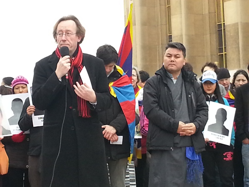 Mr Jean Patrcik Gilles, a member of the French National Assembly and a co-president of the Tibetan Group in the assembly, addressing the 54th Tibetan National Uprising Day in Paris on 10 March 2013