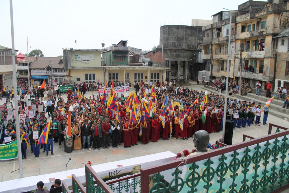 Tibetans during a rally marking the 54th National Uprising Day at Chauntara town near Dharamsala, India, on 10 March 2013