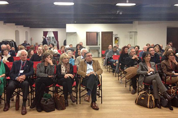 Members of the talia-Tibet Association listening to His Holiness the Dalai lama in Trento, Italy, on April 11, 2013. Photo/Tibet Bureau Geneva