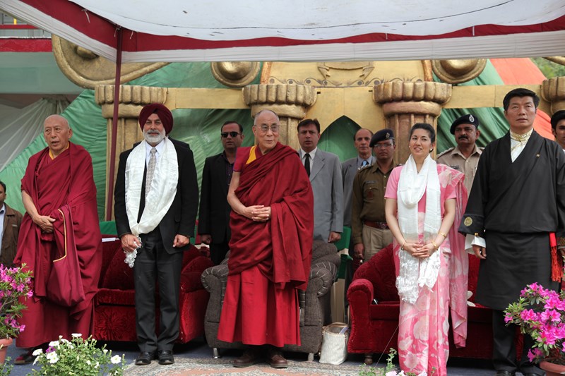 His Holiness the Dalai Lama participating in an event at Dalhousie Public School in Dalhousie in the northern Indian state of Himachal Pradesh. Also seen in the picture are Sikyong Dr Lobsang Sangay and Kalon Trisur Prof Samdhong Rinpoche