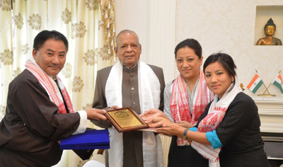 Tibetan parliamentarians, Mr Pema Jungney, Ms Yangchen Dolkar, and Ms Dhardon Sharling meeting with Governor of Assam