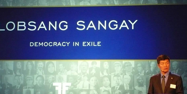 Sikyong speaking on the subject Democracy in exile at the Oslo Freedom Forum 2013. May 14, 2013