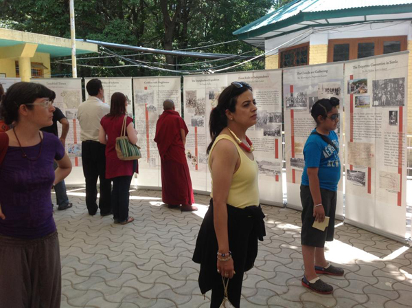 Some of the Indian and foreign tourists at an exhibition on Tibet organised by the Tibet Museum