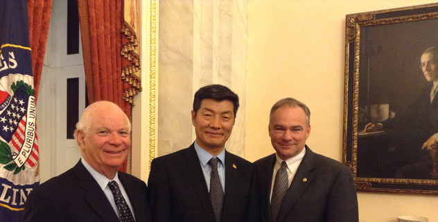 The Sikyong with Senator Ben Cardin on the left and Senator Tim Kaine on the right