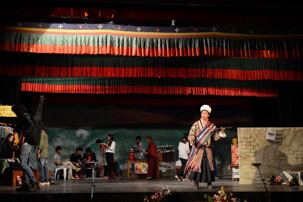 Artistes performing drama on the preservation of Tibetan language during the 54th anniversary of the Tibetan Institute of Performing Arts in Dharamsala on 21 August 2013/Photo/Lobsang Wangyal