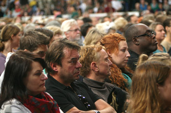 Some of the over 6,000 people attending His Holiness the Dalai Lama's talk at the Tipsport Arena in Prague, Czech Republic on September 14, 2013. Photo/Igor/SaveTibetRussia