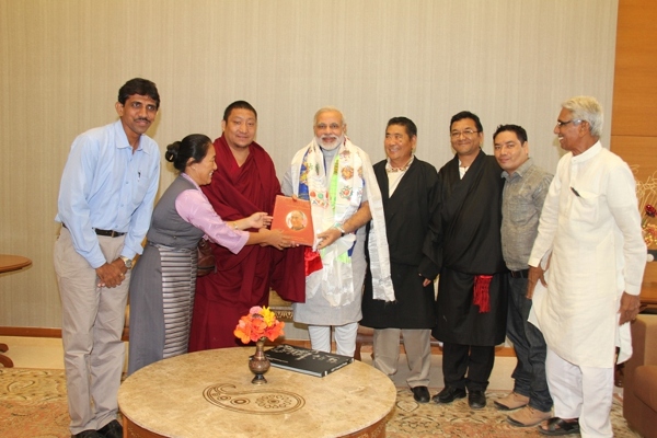 The Tibetan Parliamentary delegation felicitating Shri Narendra Modi, chief minister of Gujurat during their lobbying campaign in Gujurat, India.