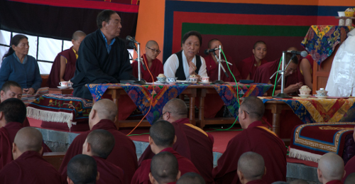 Kalon Pema Chhinjor and Kasur Rinchen Khando at Dolmaling nunnery during the inauguration of winter debate 2013.