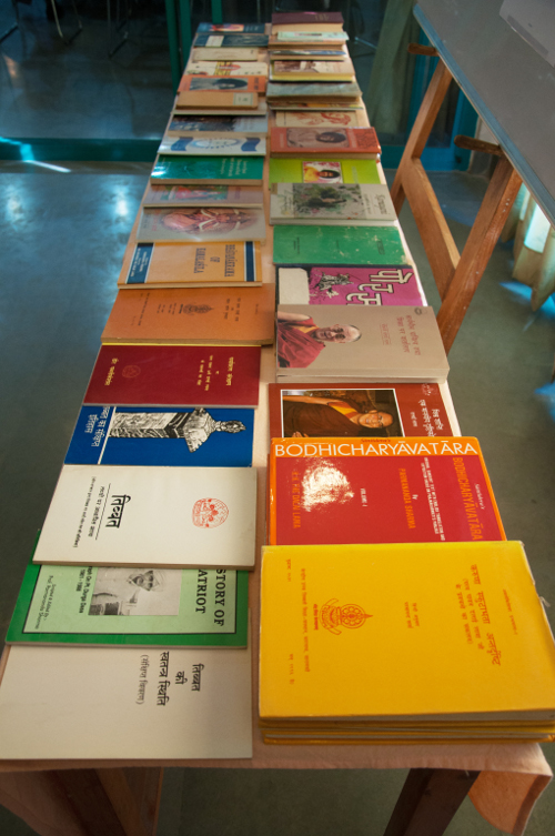 A vast collection of professor Sharma's books ondisplay at the event.