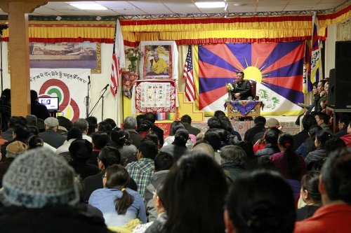 Speaker Penpa Tsering of the Tibetan Parliament addressing the Tibetan public.