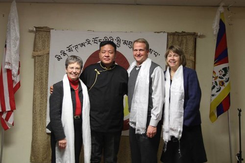 Speaker Penpa Tsering with state legilators Carolyn Laine and Dean Knudsen from Minnesota and Wisconsin respectively at a reception dinner hosted by the Tibetan community.