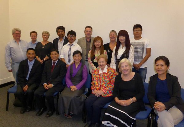 Kalon Dicki Chhoyang setaed centre) and Mr Sonam Norbu Dagpo with representatives of Tibet Support Groups and Tibetan associations in Sydney, Australia.