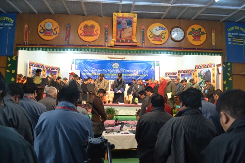 The guests and the participants observing a minute's silence as a mark of respect for Tibetan self-immolators and political prisoners.