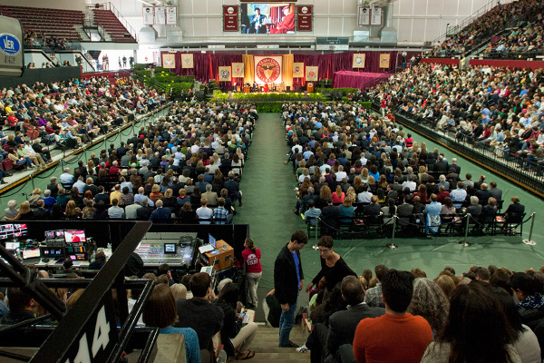View of the stage at the Santa Clara University's Leavey Center in Santa Clara, California on February 24, 2014. Photo/Charles Barry