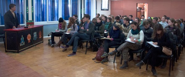 ecretary Tashi Phuntsok speaking to the visiting students at DIIR auditorium, 18 February 2014. DIIR Photo/ Tenzin Phende