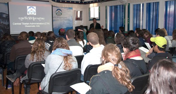 ecretary Tashi Phuntsok speaking to the visiting students at DIIR auditorium, 18 February 2014. DIIR Photo/ Tenzin Phende