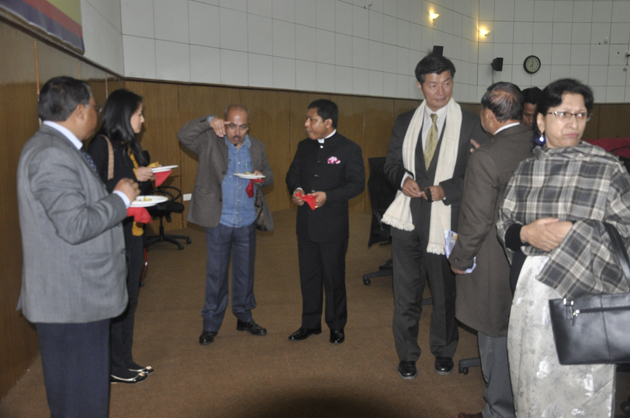 Sikyong with Chief Minister Dr Mukul Sangma at a reception organised by the state government in honour of the Tibetan political leader's visit to the state in Shillong on 4 February 2014