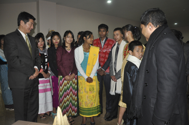 Sikyong with Chief Minister Dr Mukul Sangma at a reception organised by the state government in honour of the Tibetan political leader's visit to the state in Shillong on 4 February 2014