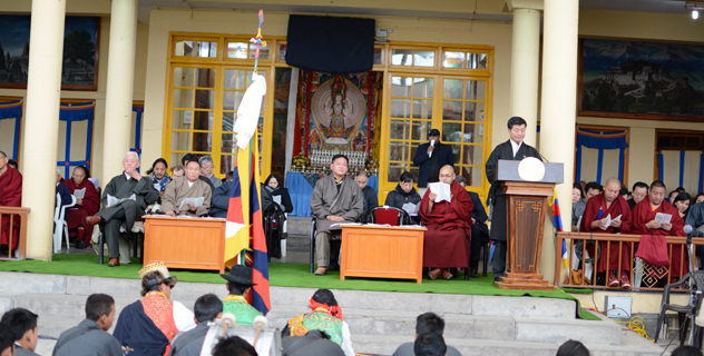 Sikyong Dr. Lobsang Sangay addressing the 55th anniversary of the Tibetan National Uprising Day in Dharamsala, India, on 10 March 2014/DIIR Photo/Tenzin Phende