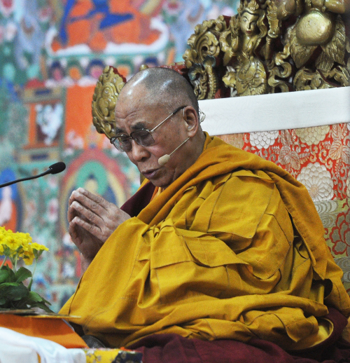 His Holiness the Dalai Lama performing the medicinal Buddha empowerment at Tsuglakhang on 31 March 2014. DIIR Photo/ Tenzin Phende
