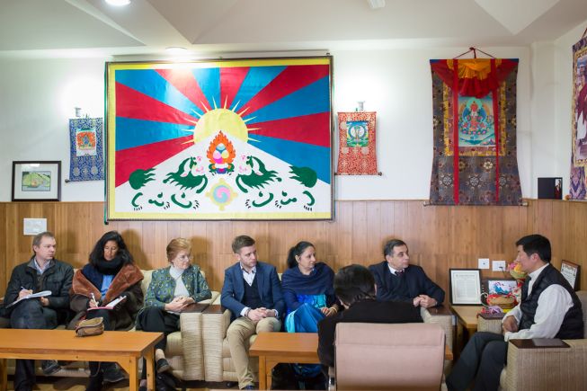The EU delegation meeting Sikyong Dr Lobsang Sangay at the Kashag secretariat.