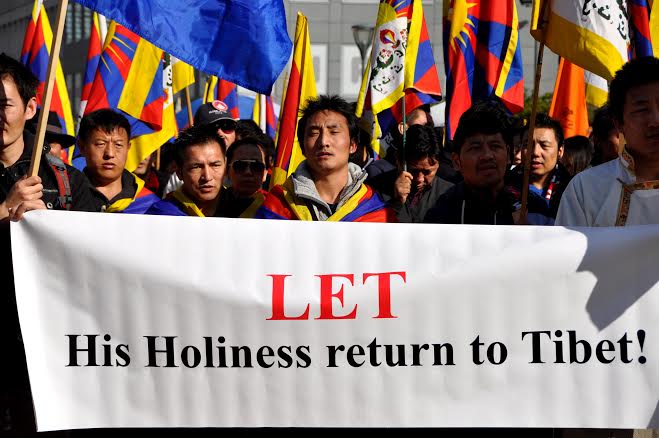 Tibetans hold rally in Brussels on the 55th Tibetan National Uprising Day on 10 March 2014/Photo/OoT
