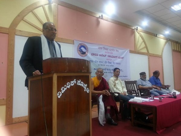 Dr S.R Nayak, former chairman, Karnataka State Human Rights Commission, speaking at the meeting in Bangalore, India, on 22 March 2014