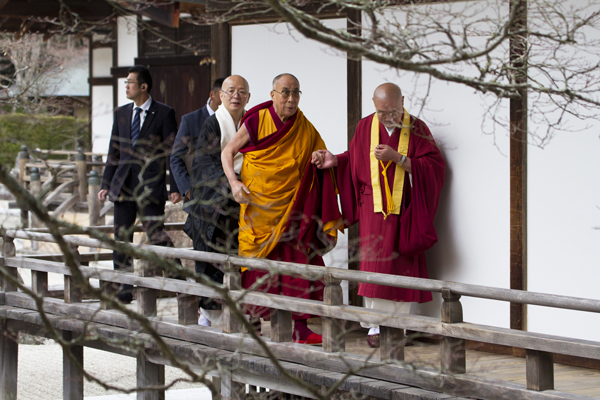 His Holiness the Dalai Lama during a pilgrimage to Kongobuji Temple in Koyasan, Japan, on 13 April 2014/Photo/Office of Tibet