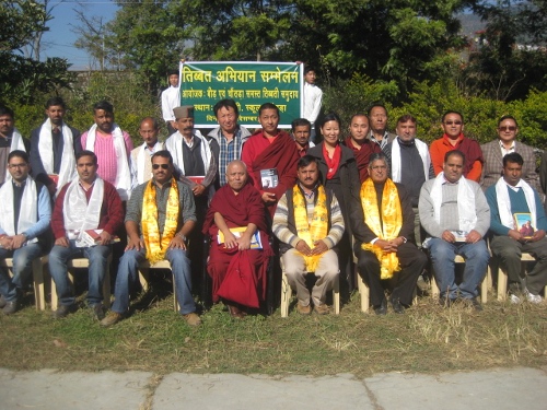the newly-formed Tibet support group of Bir/Chauntra with Acharya Yeshi Phuntsok.