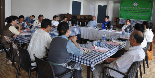 Participants of the meeting at the Nyatri hall, Gangchen Kyishong.