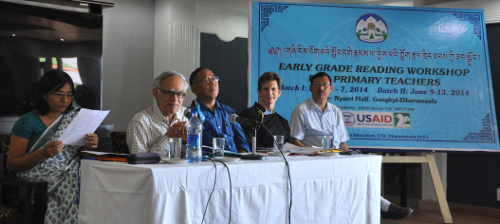 From Left: Dr Latika Gupta, Prof. Krishna Kumar, Secretary Ngodup Tsering, Mr Bob Ankerson of Tibet Fund and Education Officer Mr. Tsering Phuntsok. DIIR Photo/Tenzin Phende
