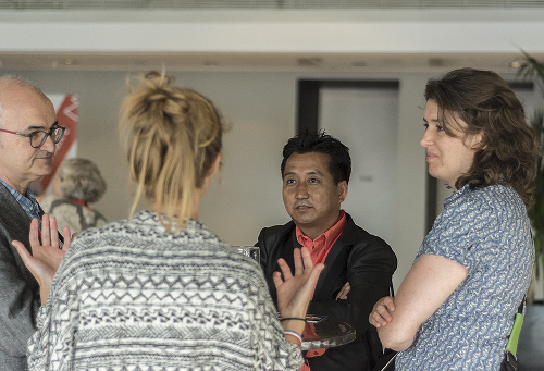 Mr. Tashi Phuntsok, Director of Tibet Museum in discussion during the conference with delegates from Amsterdam, Netherland and Istanbul, Turkey.