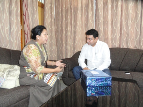 Home Kalon Dolma Gyari with Shri Sudhir Sharma, minister for Urban development, , Housing, Town & Country Planning, 2 July 2014.