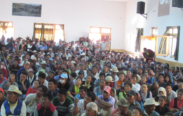 Tibetans listening to a talk by Sikyong in Ladakh