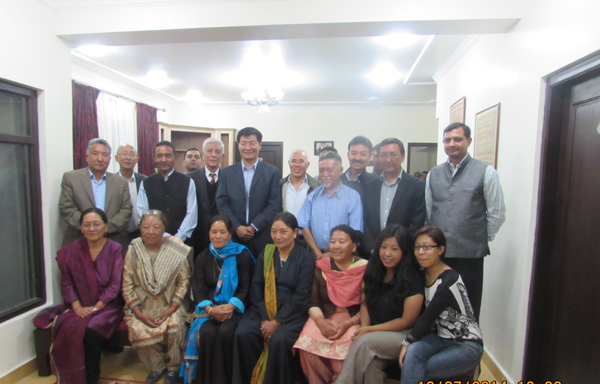 Sikyong with Mr. Ngawang Rigzin Jora, minister for Urban Development and Urban Bodies, Government of Jammu and Kashmir, and other state and local officials during his visit to Ladakh International Centre in Ladakh