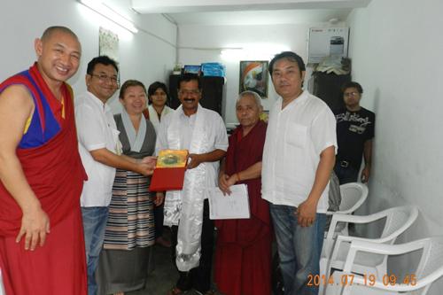 The Tibetan parliamentary delegation meets Arvind Kejriwal, former chief minister of Delhi and leader of Aam Aadmi Party, in New Delhi, India, on 18 July 2014