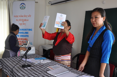 Ms. Tsering Tsomo and Ms. Tenzin Tseyang of the Department of Home at the launch. (DIIR Photo)
