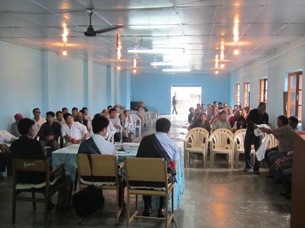 Information Secretary Tashi Phuntsok speaking on the Middle Way Approach to Tibetans at Bir in Himachal Pradesh on 6 August 2014