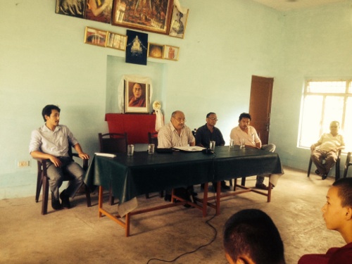 Secretary Sonam Choephel Shosur speaking on the Middle Way Approach of the Central Tibetan Administration.