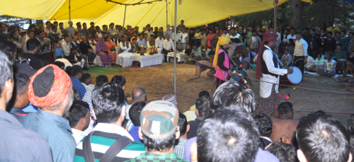 Sikyong watching a traditional wrestling match on the last day of the mela at Mcleod Ganj, 4 September 2014.