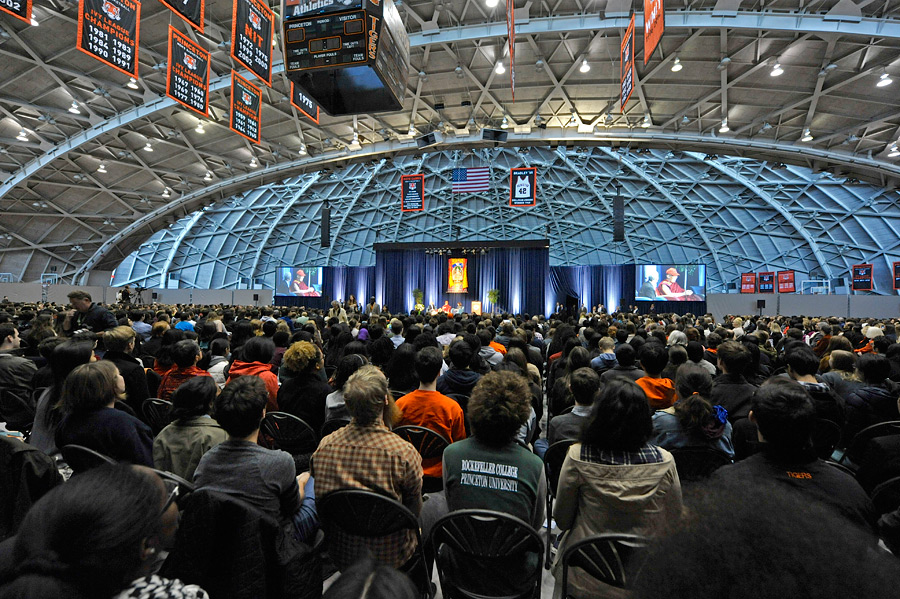 A view of Princeton University's Jadwin Gym, venue for His Holiness the Dalai Lama's talk in Princeton, New Jersey on October 28, 2014. Photo/Sonam Zoksang